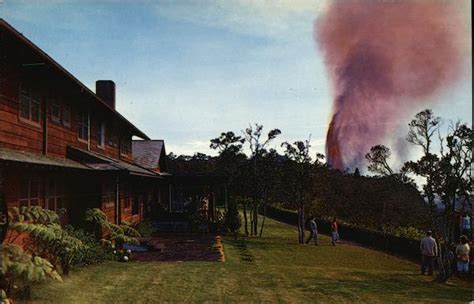 Volcano House with Kilauea Volcano in Action in the Background Kii, HI