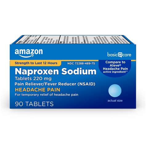 Amazon Basic Care Naproxen Sodium Tablets 220 mg - 90 Count - Headache ...