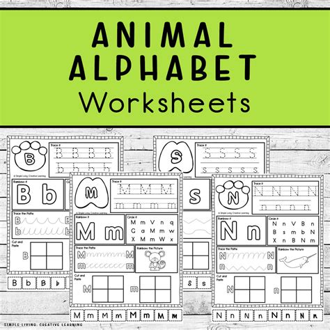 Animal Alphabet Worksheets - Simple Living. Creative Learning