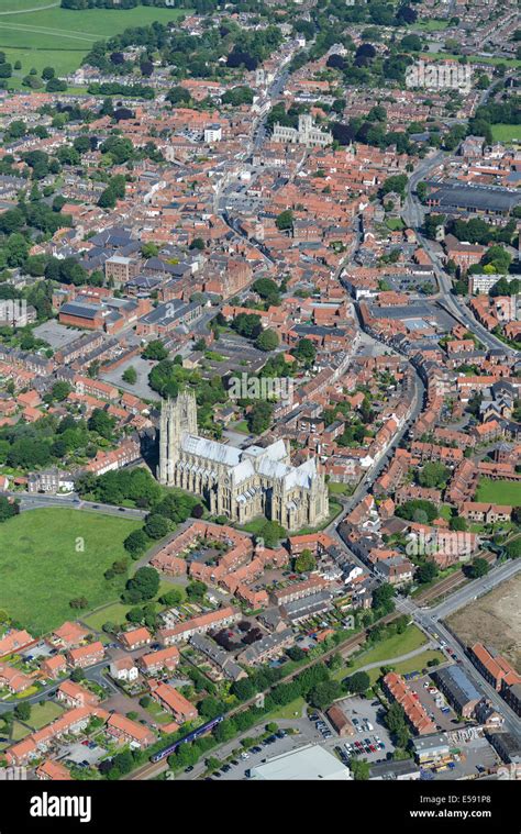 An aerial photograph of beverley town centre hi-res stock photography ...