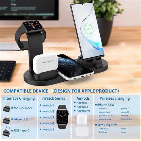 10W 4 in 1 Wireless Charging Dock Station For Apple Watch iPhone ...