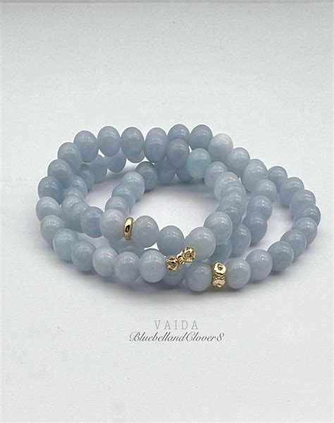 Natural Aquamarine Stone and Gold Bracelets Healing Aquamarine Bracelet ...