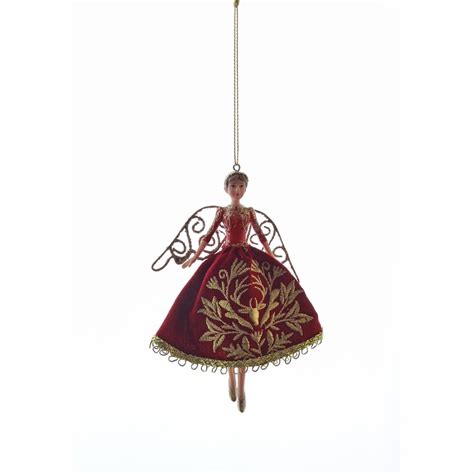 Gisela Graham Red Fabric Stately Home Fairy Christmas Tree Decoration