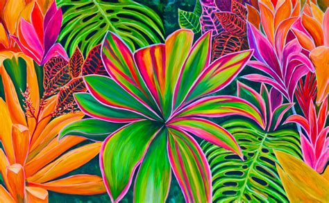 hawaii art/ home decor / tropical art/ kauai artist / floral / acrylic ...