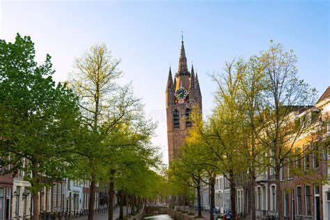 Delft Old Town and Old Church at Sunset, South Holland Netherlands ...