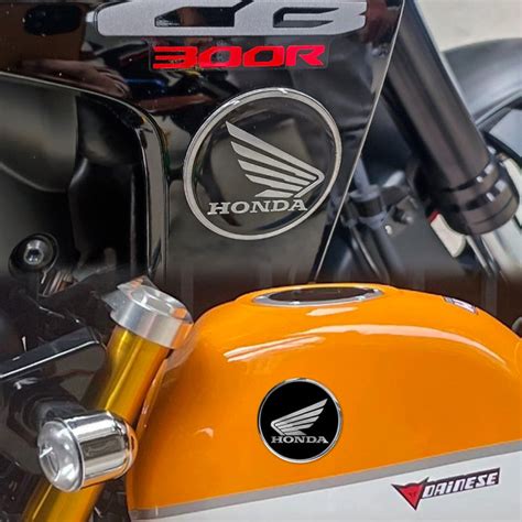 2PCS/Set 3D Rubber Waterproof Motorcycle Stickers Decals Honda Logo Stickers Reflective Epoxy ...