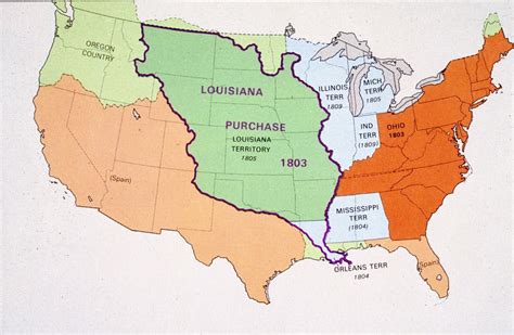 The Louisiana Purchase of 1803 brought into the United States about 828,000 square miles of ...