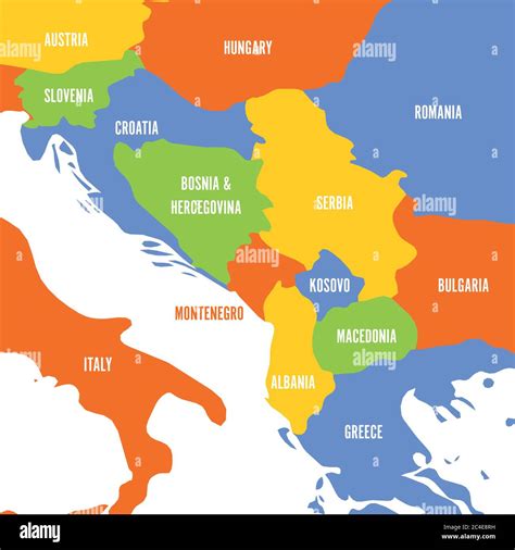 Political map of Balkans - States of Balkan Peninsula. Colorful vector illustration Stock Vector ...