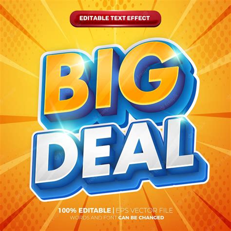 Premium Vector | Big deal bold 3d editable text effect template style