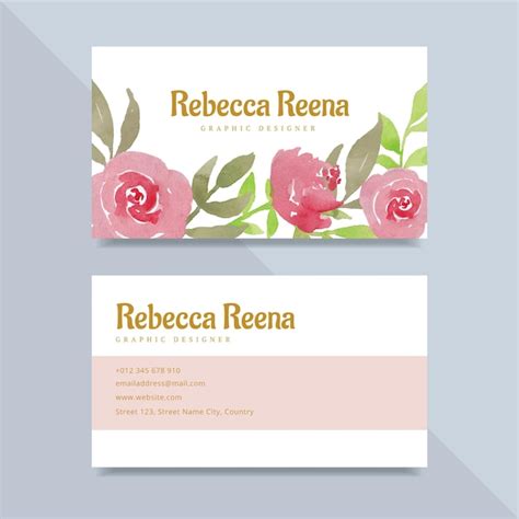 Premium Vector | Beautiful watercolor flower business card template design