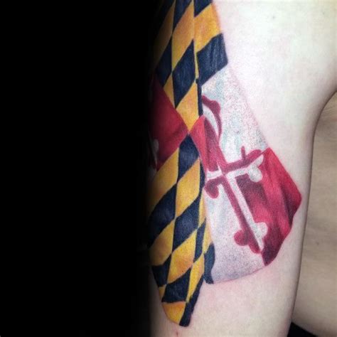 50 Maryland Flag Tattoo Ideas For Men - State Flag Designs | Flag ...