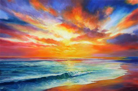 Sunset Symphony - Large Seascape Painting | Artfinder