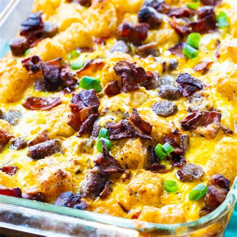 Loaded Tater Tot Breakfast Casserole - Spicy Southern Kitchen