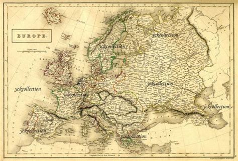 This listing is a digital download of the antique Europe map from 1840 in super high resolution ...