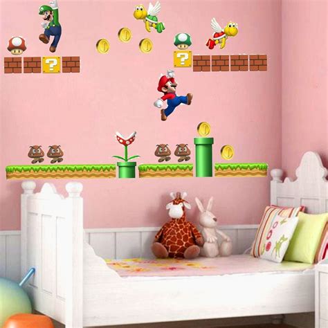 Puloru Cartoon SUPER MARIO BROS Mural Wall Sticker Removable Decal ...