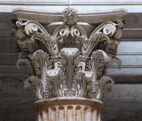 Corinthian capital from the Pantheon. Note the pronounced three-dimensionality of the individual ...