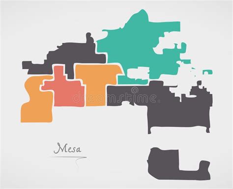 Mesa Arizona Map with Neighborhoods and Modern Round Shapes Stock ...