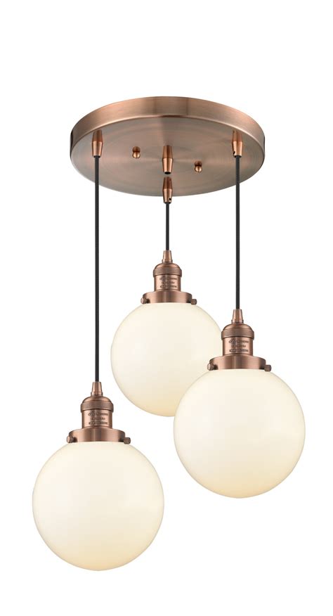 Innovations Lighting 211/3-8 Beacon Beacon 3 Light 18" Wide Multi Light Pendant - Copper ...