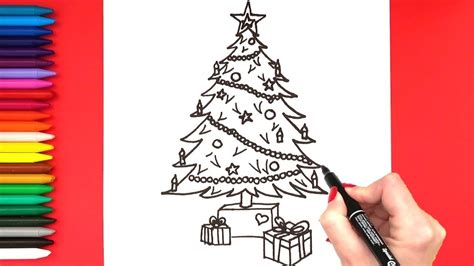 Christmas Tree Drawing 🎄: How to Draw A Realistic Christmas Tree ...