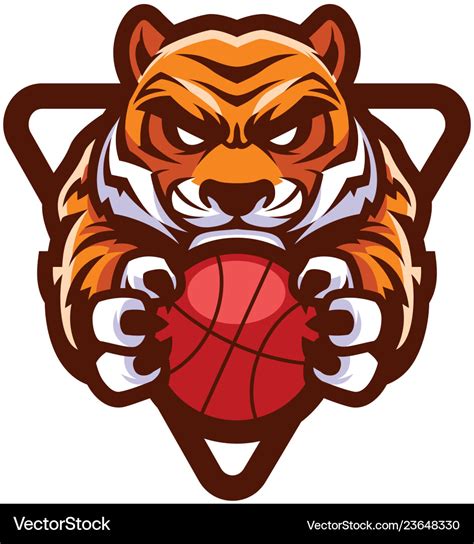 Tiger basketball mascot Royalty Free Vector Image