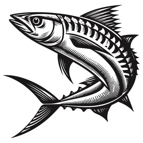 Free Spanish Mackerel Fish SVG Black And White SVG Vector File For ...