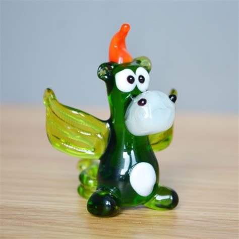 Green Glass Dragon Figurines Perfect Gift Murano Paperweight Home ...