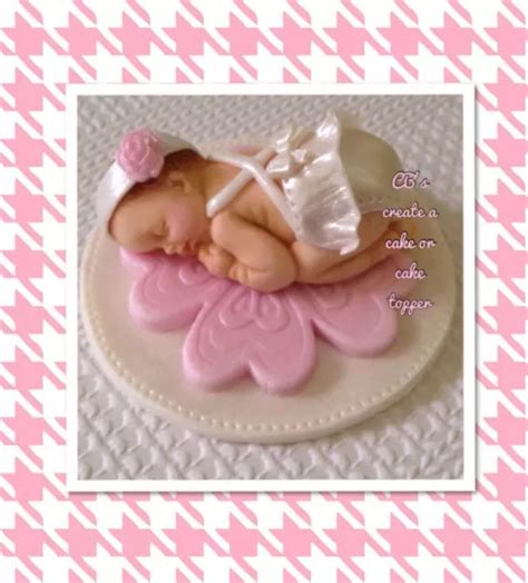 Gorgeous edible Newborn Baby Girl Cake Topper/plaque Baby Shower Christening | Baby girl cakes ...