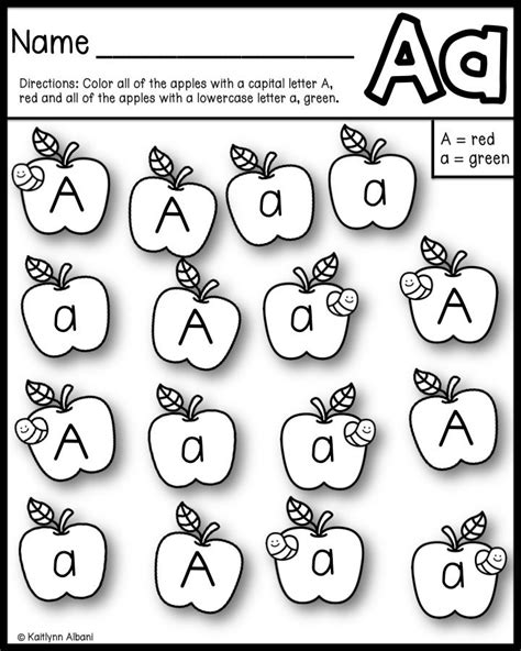 Free alphabet practice pages (apple themed) - sample! | Kindergarten ...