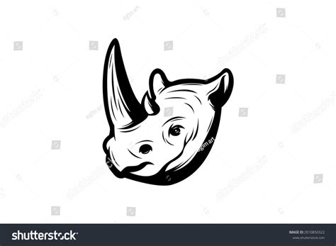 Vintage Black White Rhino Vector Stock Vector (Royalty Free) 2010850322