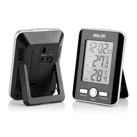 OTVIAP LCD Digital Thermometer Clock Indoor Outdoor Temp Display with ...