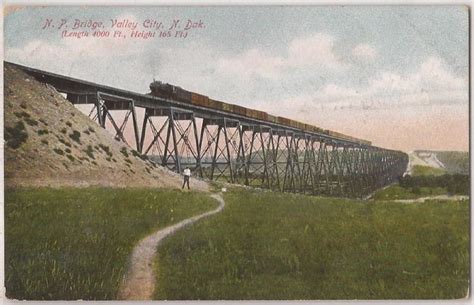 Valley City North Dakota Postcard Northern Pacific Railroad Bridge ...