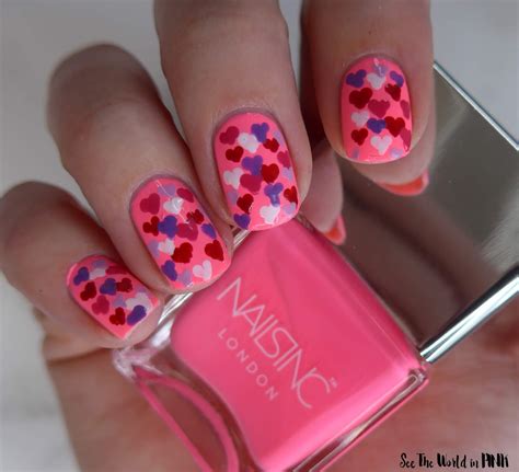 Manicure Monday - Neon Pink Heart Nails | See the World in PINK