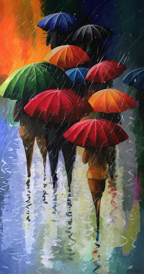 Pintura Umbrella Painting, Umbrella Art, Canvas Art Painting, Painting ...