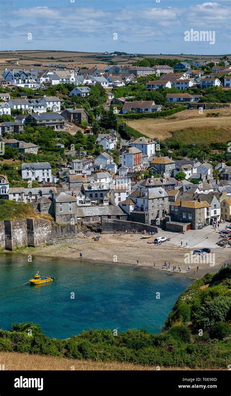 View of the village of Port Isaac, in Cornwall, UK.The location for the ...