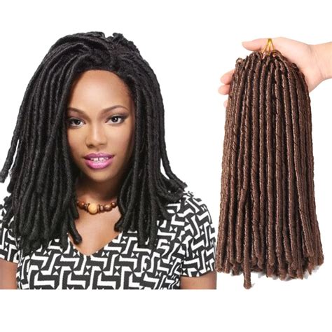 Soft Dread Locks Crochet Braids 14 inch Straight Hair Extensions 30rootsFaux Locks Crochet ...