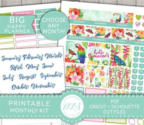 Monthly Planner Stickers Big Happy Planner Monthly Stickers | Etsy