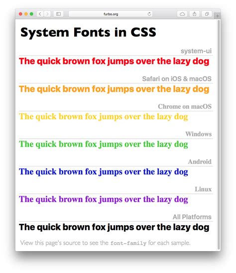 System Fonts in CSS • furbo.org