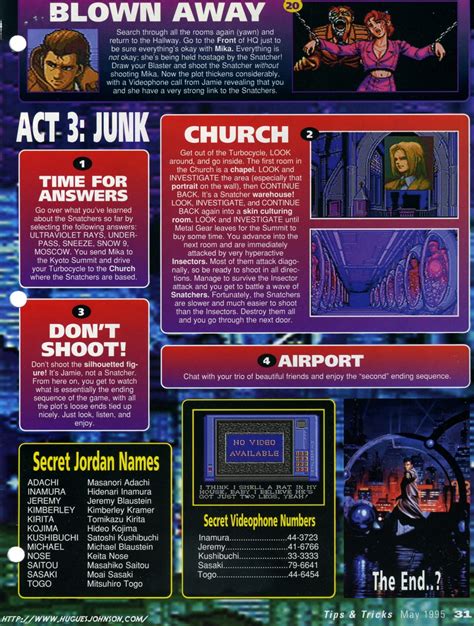 Snatcher Walkthrough Scans