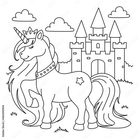 Unicorn And Princess Coloring Page