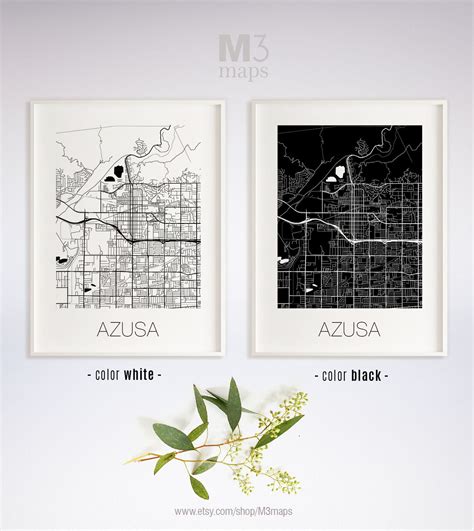 Azusa California Azusa CA Map Azusa Map Azusa Print Azusa - Etsy