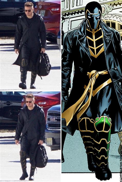 Jeremy “Hawkeye” Renner on set of The Avengers 4 with a Ronin costume ...