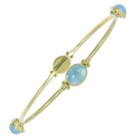 Aquamarine and Gold Bangle Bracelet For Sale at 1stDibs