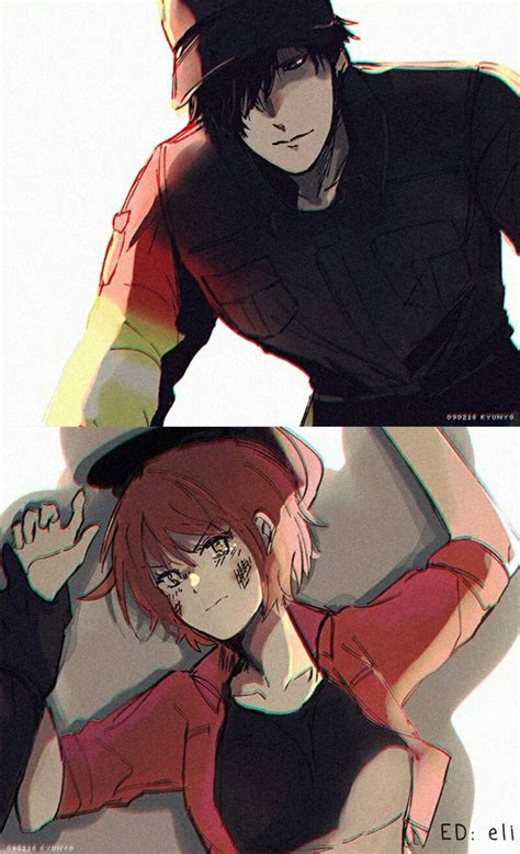 KuroAka || Hataraku Saibou || Cells at work! || Cr: kyunyu | Parejas de anime, Imágenes ...