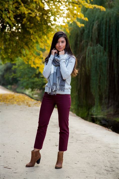 Fall Outfit Series - Gray and Burgundy