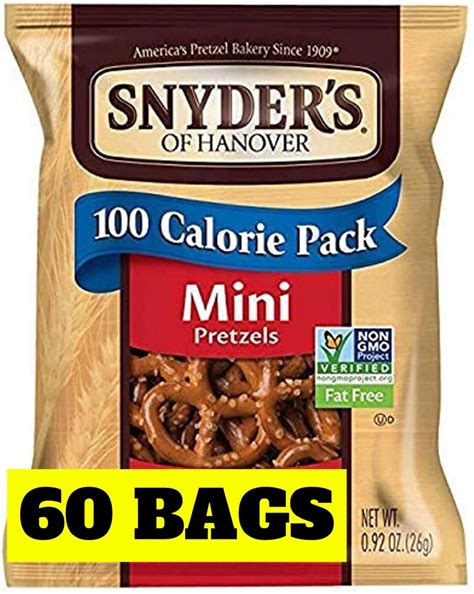 60x Snyder's of Hanover Snack Pretzel Minis Individual Packs Lunch (60 Count) - Dentists in ...