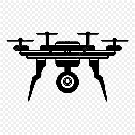 Drone Silhouette Transparent Background, Frontal Drone With Camera Silhouette Clipart, Drone ...