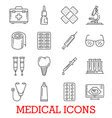 Line icons medical pills and medicines Royalty Free Vector