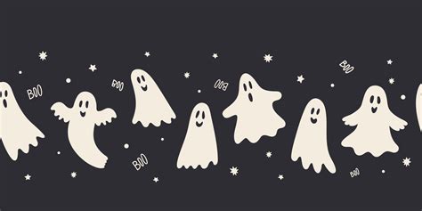 Fun ghosts seamless pattern, cute and spooky Halloween background. Great for textiles, wrapping ...