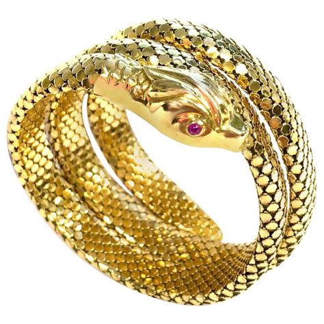 Vintage Gold Flexible Wrap-Around Coiled Snake Bracelet at 1stDibs | wrap around snake bracelet ...