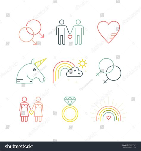 Lgbt Community Symbols Including Rainbow And Unicorn. Homosexual Design ...